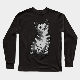 Gray Striped Tabby Cat Long Sleeve T-Shirt